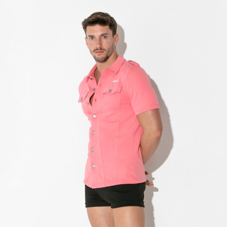 Chemise manche court Stretch rose