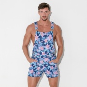 Stretch overalls aqua