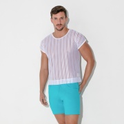 T-shirt crop mesh rayée blanches