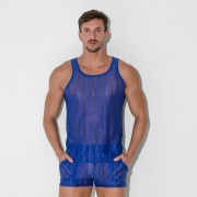 Striped mesh tanktop blue