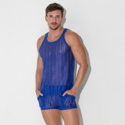 Débardeur mesh rayée bleu