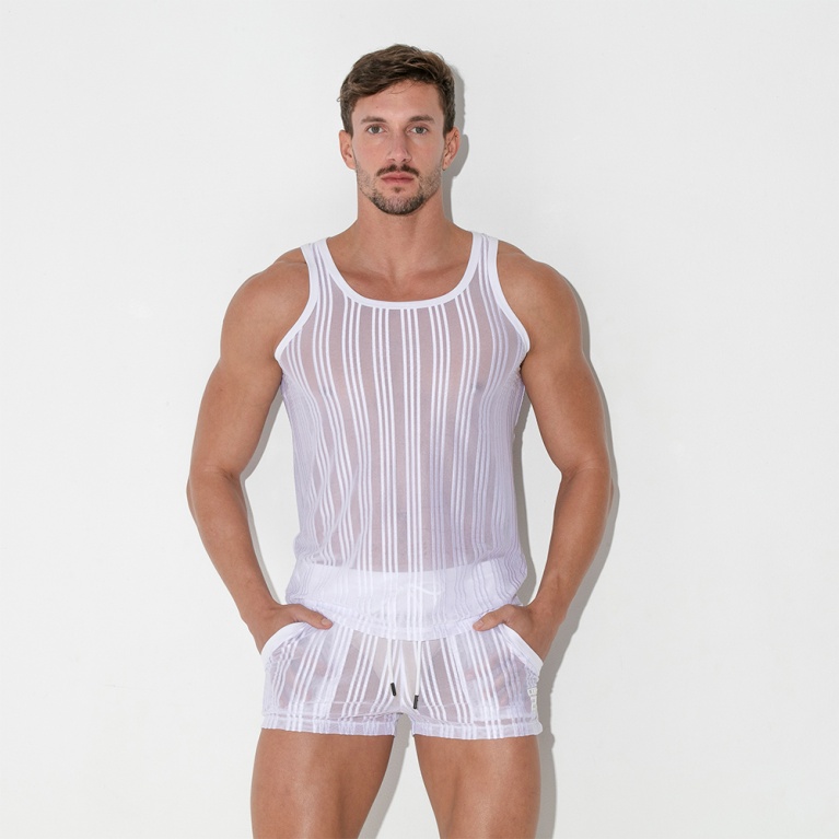 Débardeur mesh rayée blanches
