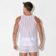 Camiseta tank rejilla de raya blanca