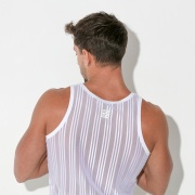 Camiseta tank rejilla de raya blanca