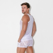 Camiseta tank rejilla de raya blanca