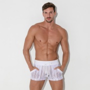 Mini short mesh rayée blanches