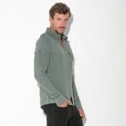 Chemise cargo zippée slim fit kaki