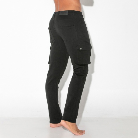 Pantalon stretch cargo noir