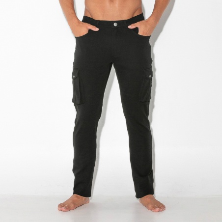 Pantalon stretch cargo noir