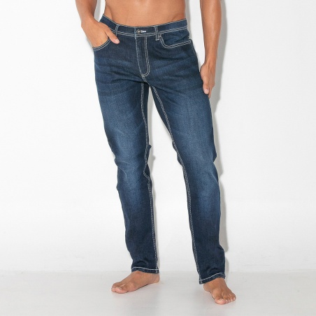 Pantalon jean slim fit 5 poches bleu marine