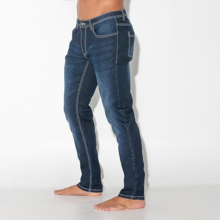 Pantalon jean slim fit 5 poches bleu marine