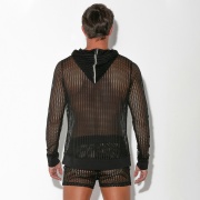 Sweat à capuche en jacquard ajouré noir