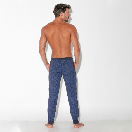 Pantalon jogger imprimé géométrique blue marine