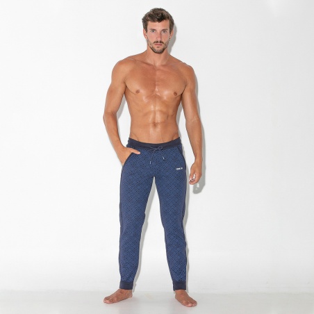 Pantalon jogger imprimé géométrique blue marine