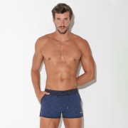 Geometric print mini short navy blue