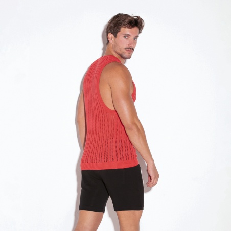 Knitted stripe tanktop coral