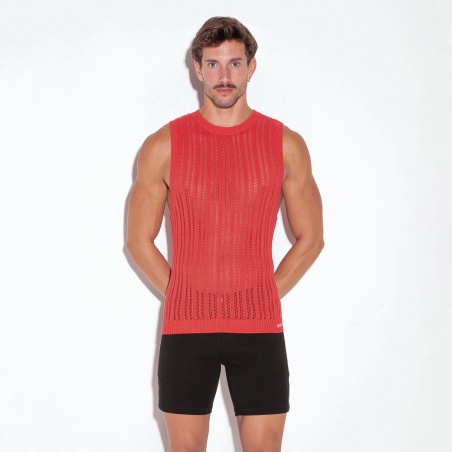 Knitted stripe tanktop coral