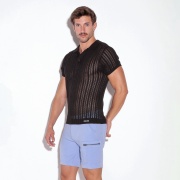 Polo rayé tricoté noir