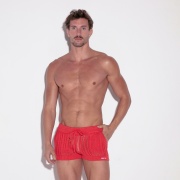 Short rayé tricoté corail