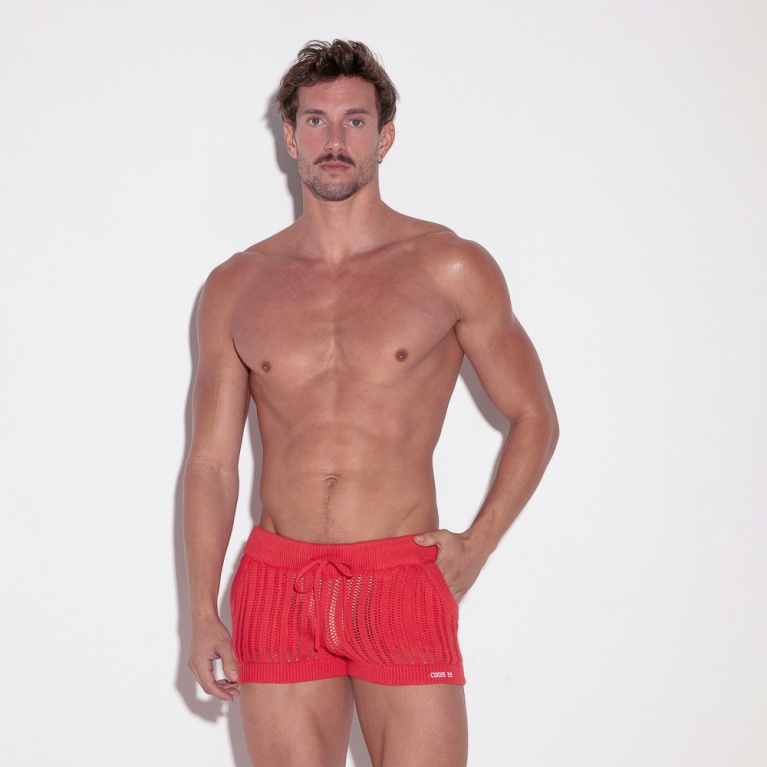 Short de punto a raya coral