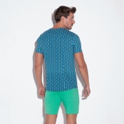 T-shirt slim fit baseball bleu