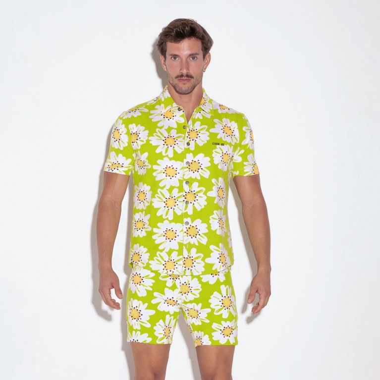 Slim fit stretch shirt lime green