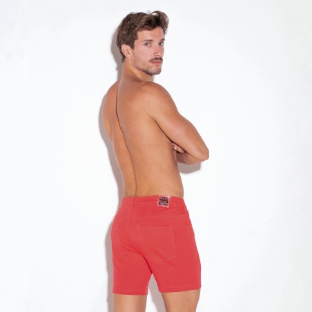 Short 5 poches rouge corail