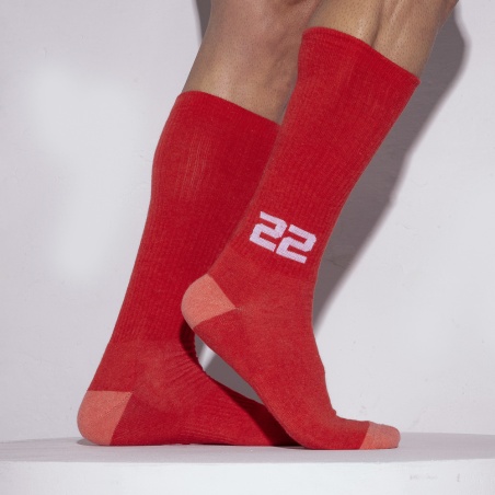 Vintage over the calf sock coral