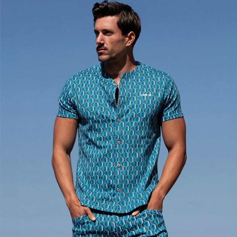 T-shirt slim fit baseball bleu