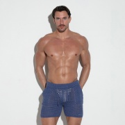 Short bermuda en maille crochet bleu