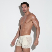 Pantalón corto de punto croché blanco roto