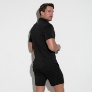 Silky stretch short sleeve shirt black