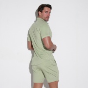 Silky stretch short sleeve shirt khaki