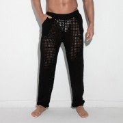 Crochet knit pant black