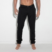 Silky cuffed stretch pant black