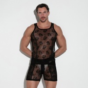 Camiseta tank de encaje negro