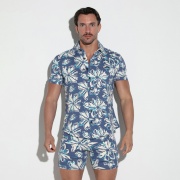 Slim fit stretch shirt navy blue