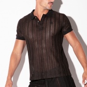 Polo Oasis de jacquard calado negro