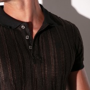 Oasis openwork polo black