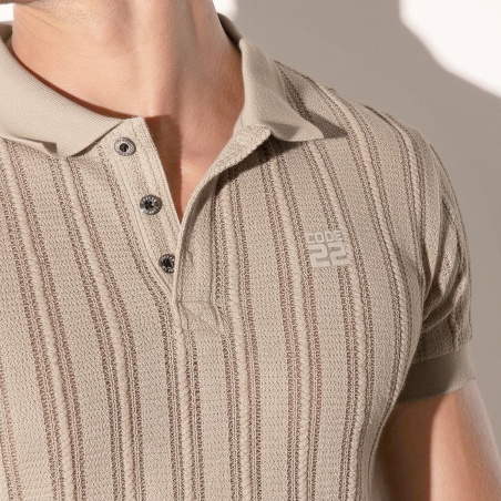 Polo Oasis de jacquard calado latte