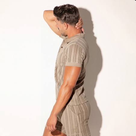 Polo Oasis en jacquard ajouré latte