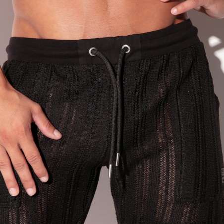Pantalón corto Oasis de jacquard calado negro