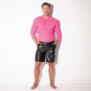 Sheer lace long sleeve top neon pink