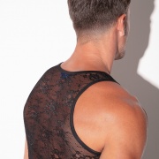 Débardeur en dentelle transparente noir