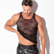 Sheer lace tank top black