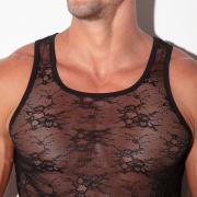 Sheer lace tank top black