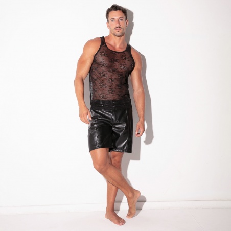 Sheer lace tank top black