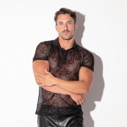 Polo de encaje transparente negro